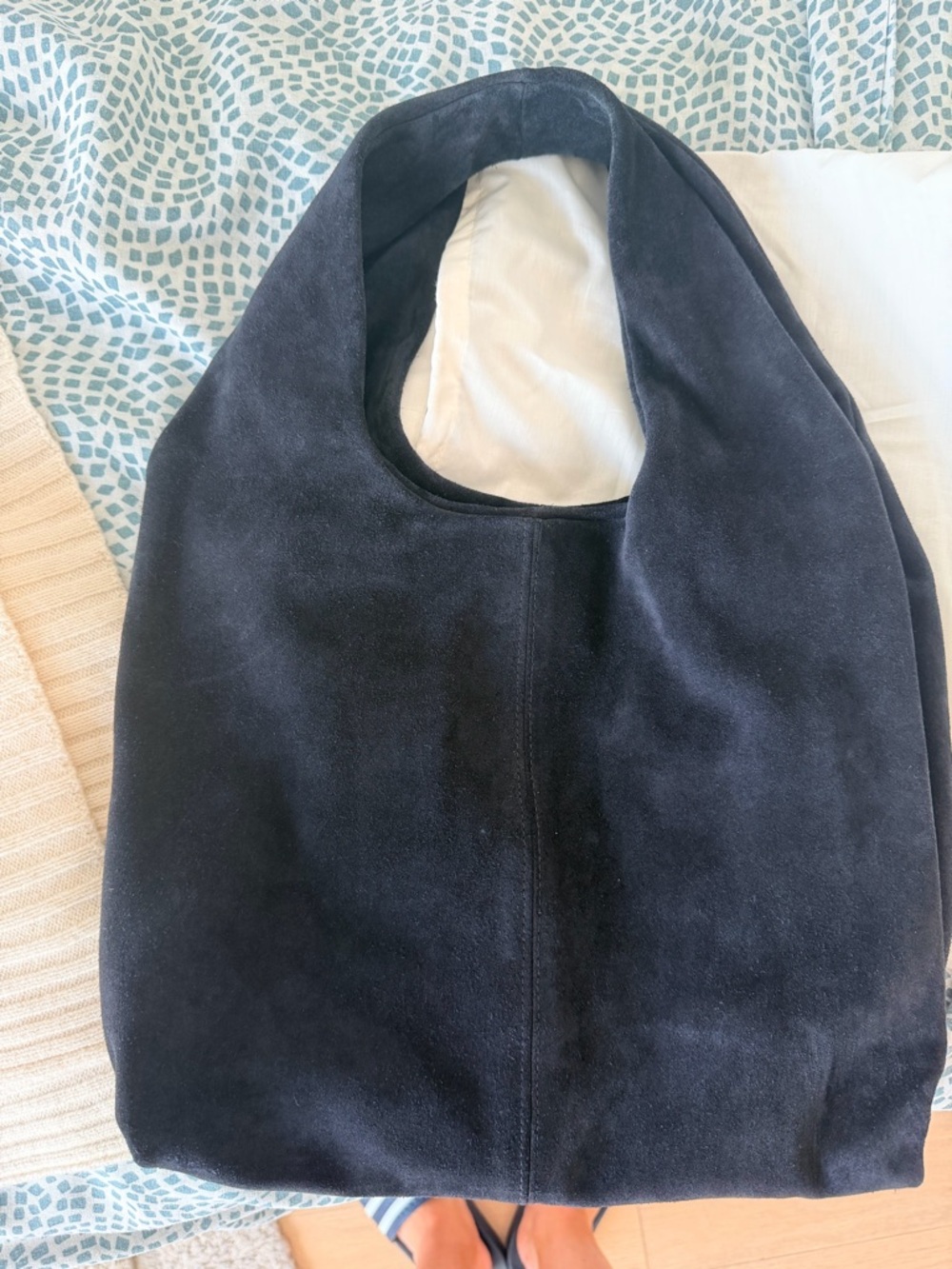 Massimo dutti suede shopper bag - NAVY
